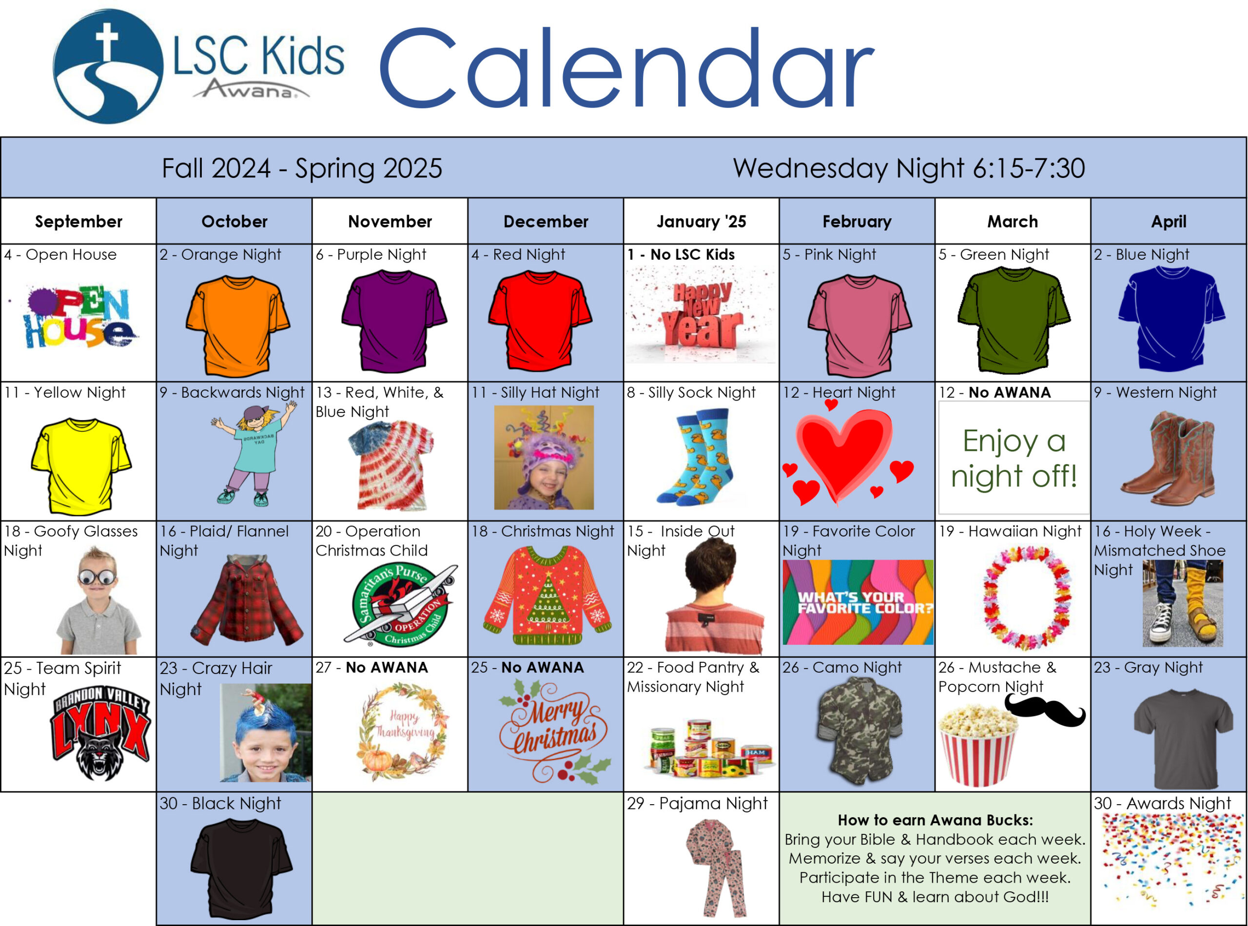 LSC AWANA Calendars